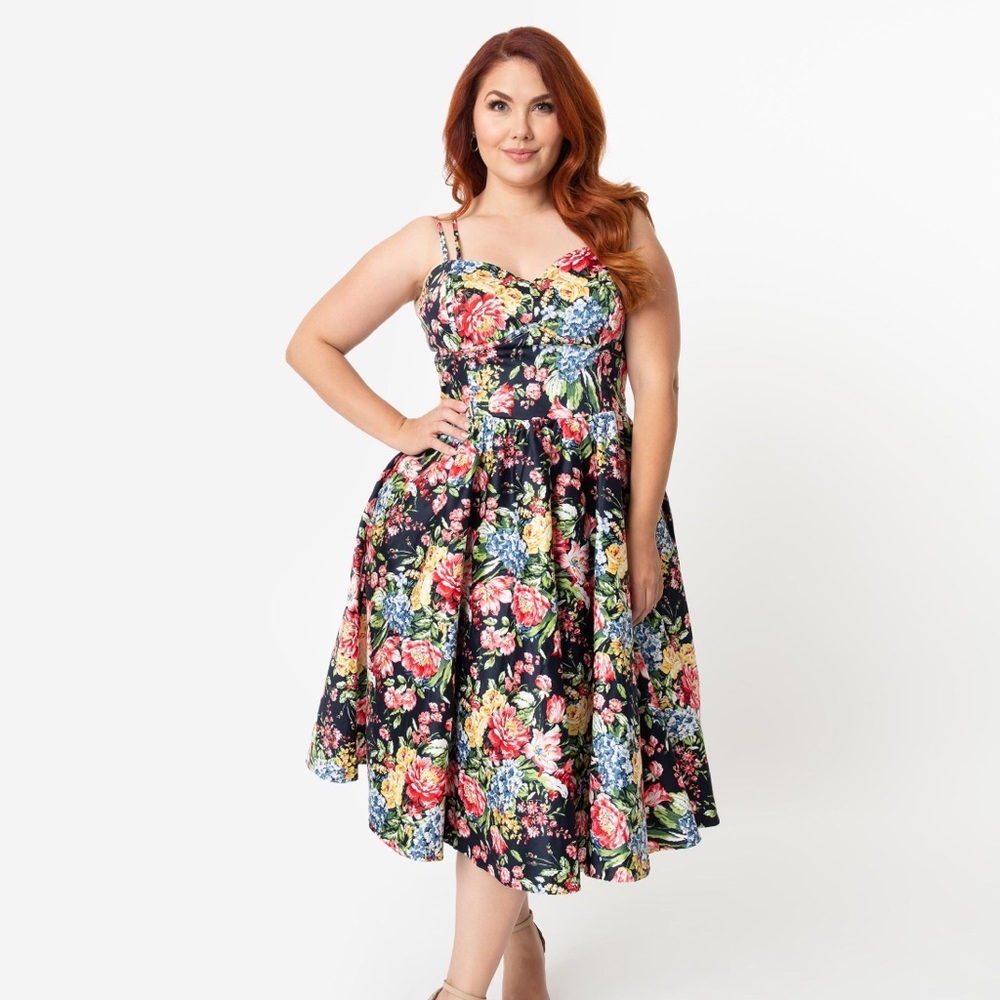 Unique Vintage Floral Garden 40’s Dress Sz16 NWT!